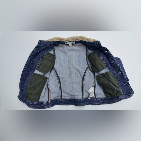 Tommy Hilfiger Denim Jacket Embroidered Fur Retro Y2K Back Floral Jean Petite S - Picture 5 of 16